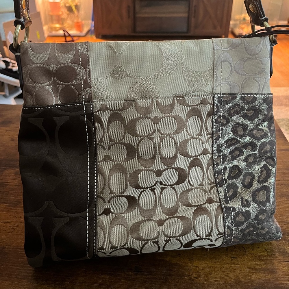 Coach Patchwork Shoulder leopard Bag - Brown and … - image 2